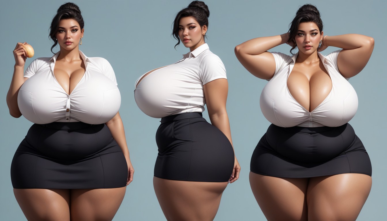 Absurdly Exaggerated Massive Fat Breasts, 18+, Thick Thighs BBW AI Porn