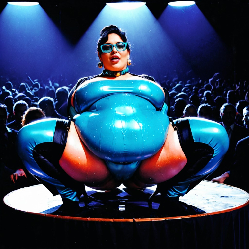 Seductive Posing, Clothed Hyper Gigantic Perky Breasts, Sweaty BBW KI Porno