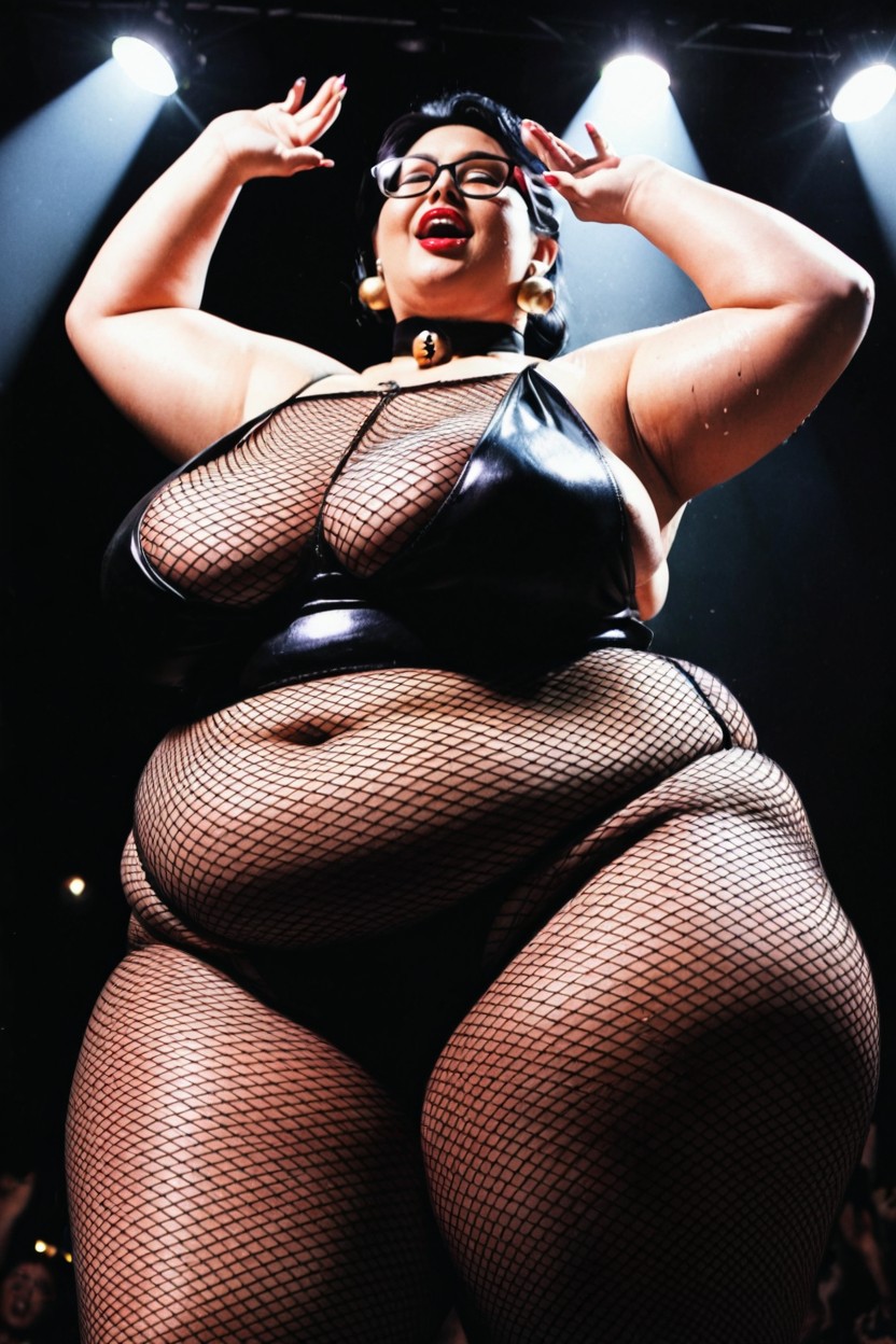 Black Eyes, Spotlight, Waist Shot BBW AI Porn