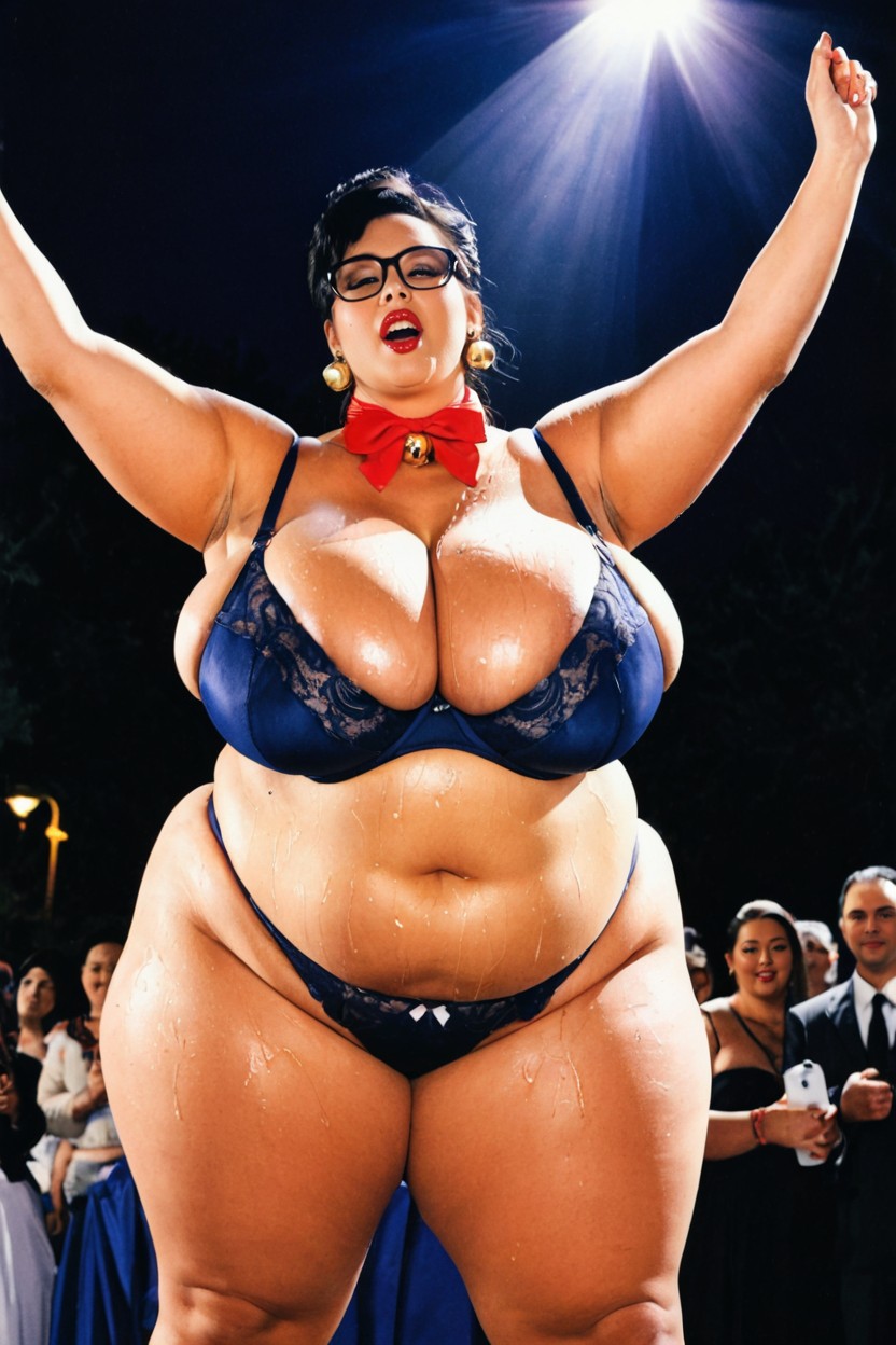 Solo Singing, Japanese Woman, Clothed Hyper Gigantic Perky Breasts BBW AI Porn