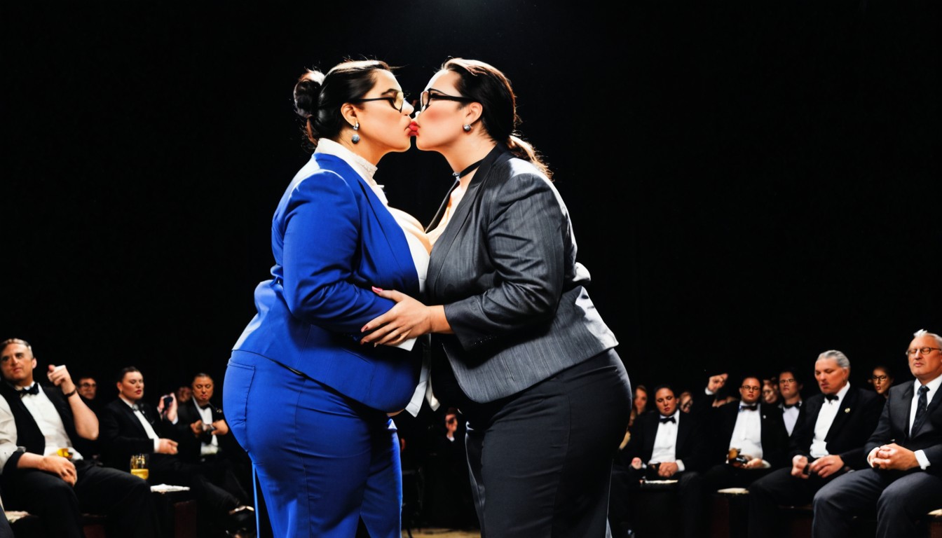 Classy, Lesbian Kissing, Choker With Bell BBW AI Porn