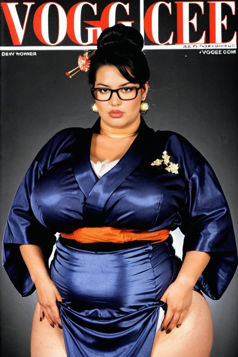 Emphasizes The Bulge Of Own Plump Body, Choker With Bell, Model BBW AI Porn
