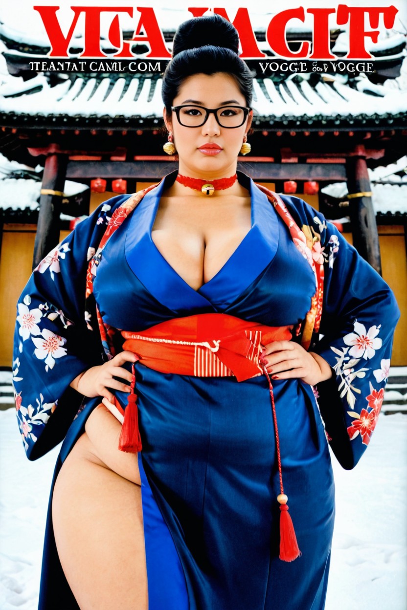 Earrings, Plumper, Japanese Temples BBW AI Porn