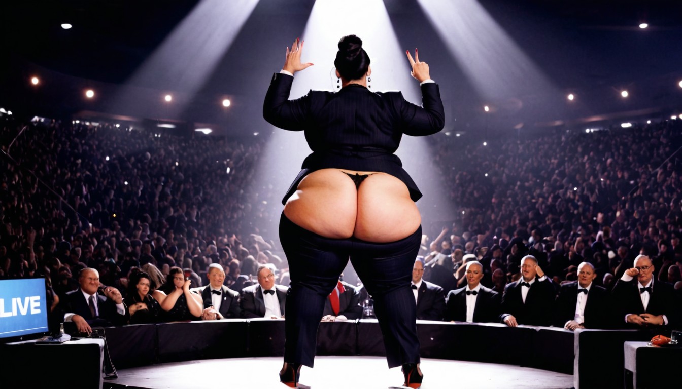Extremely Large Ass, High Bun, Female Presenter BBW AI Porn
