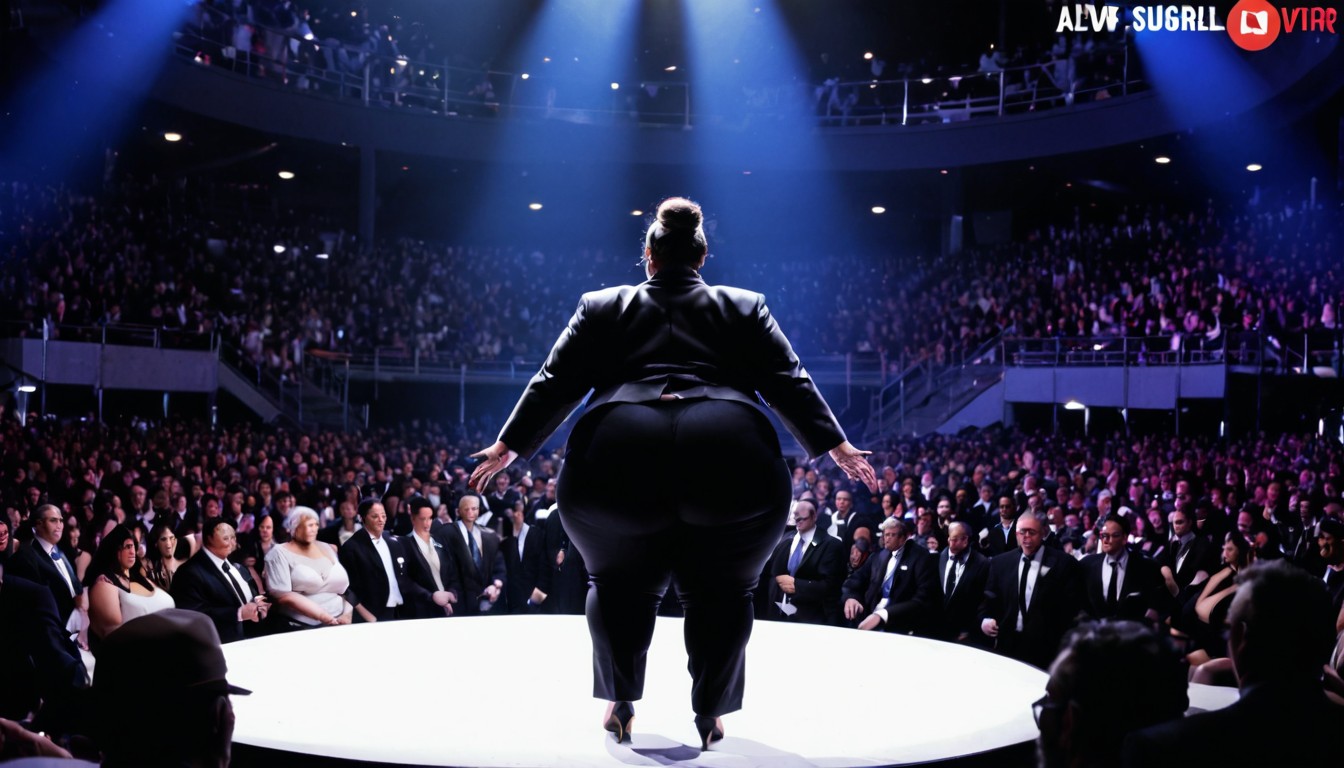 Only The Stage Is Bright, Obese, Fully Clothed BBW AI Porn