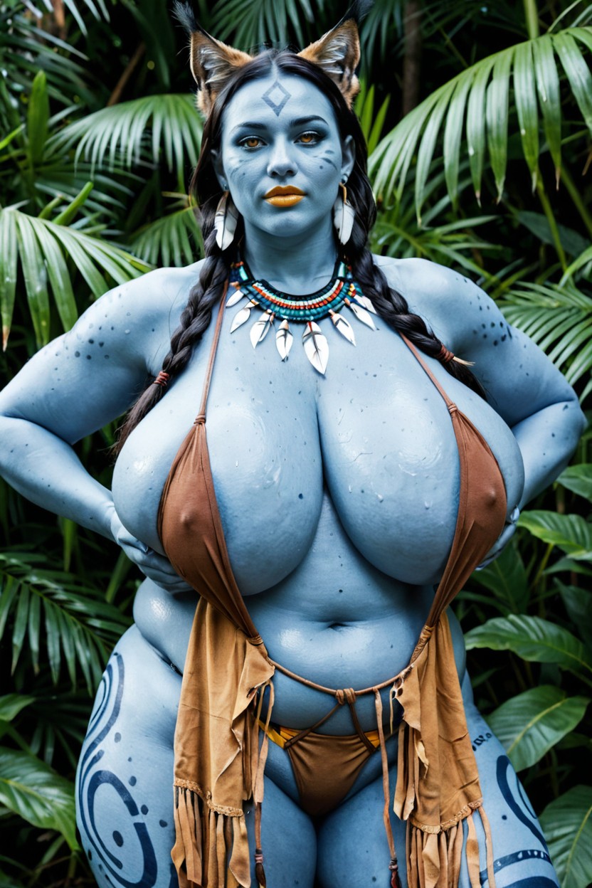 Cosplay, Colossal Breast, Feather Earrings BBW AI Porn