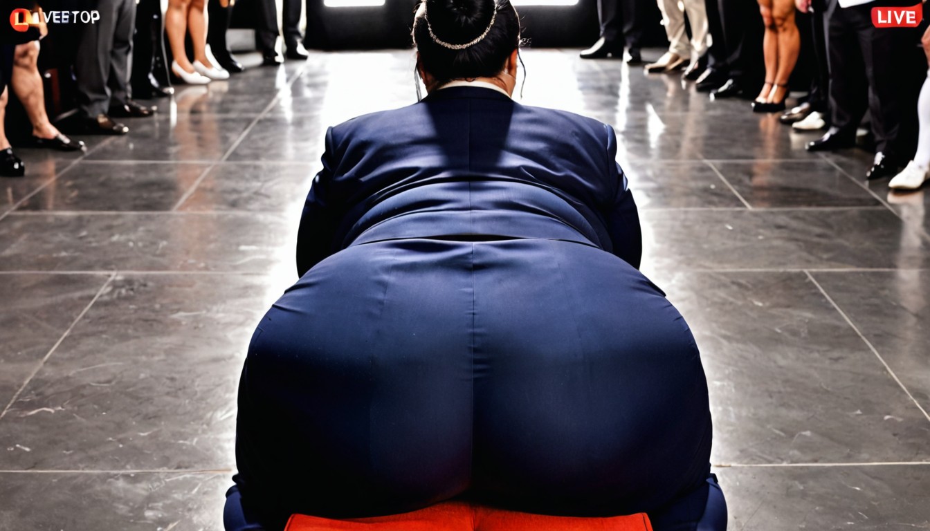 Kneeling Down On The Ground, Female Presenter, Prostrating Herself BBW AI 야짤
