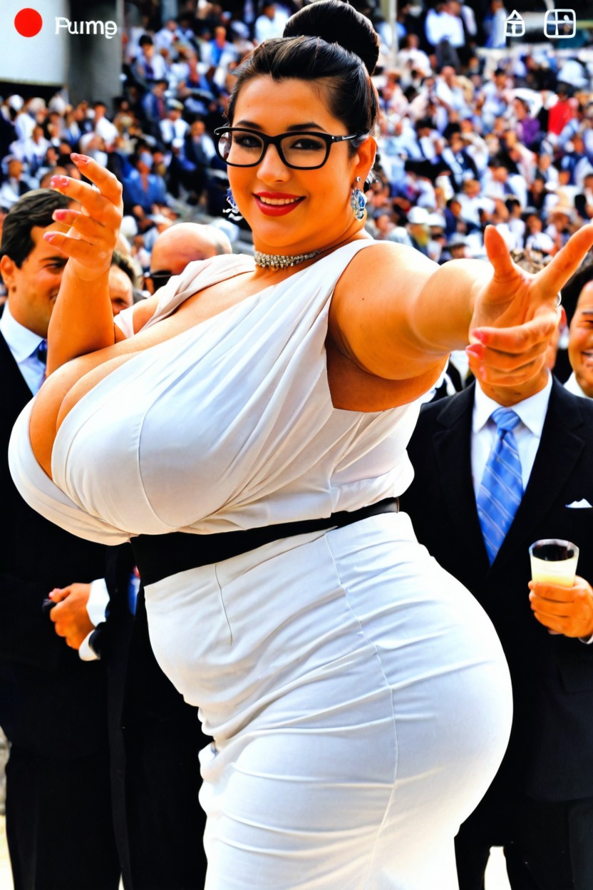 Side View, Political Rally, Elegant Intelligence BBW AI Porn