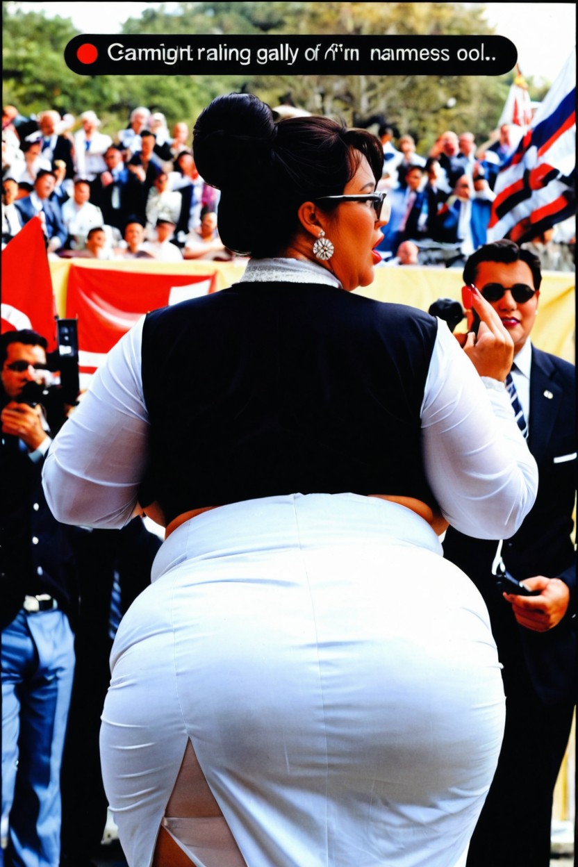Thick Black Framed Glasses, Standing, Very Plumper BBW AI Porn