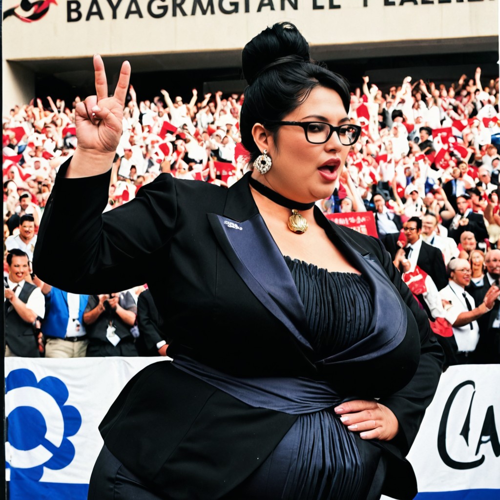 Dressed In A Black Formal Attire, Large Ass, Plump Large Lips BBW AI Porn