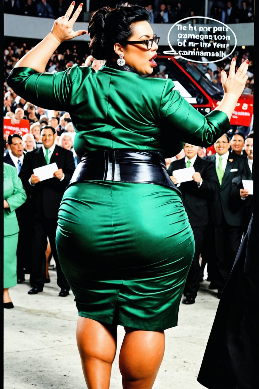 Earrings, Bulging Belly Under Clothes, Large Ass BBW AI Porn
