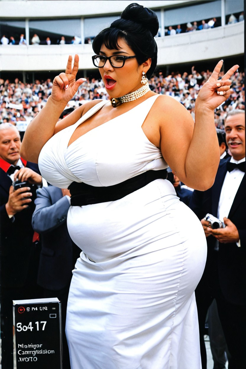 Look Far Into The Distance, Plump Large Lips, Thick Black Framed Glasses Porno BBW IA
