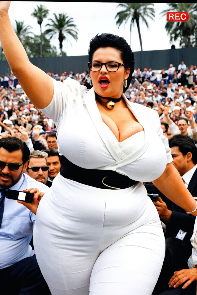 Look Far Into The Distance, Confident Look, Side View BBW AI Porn