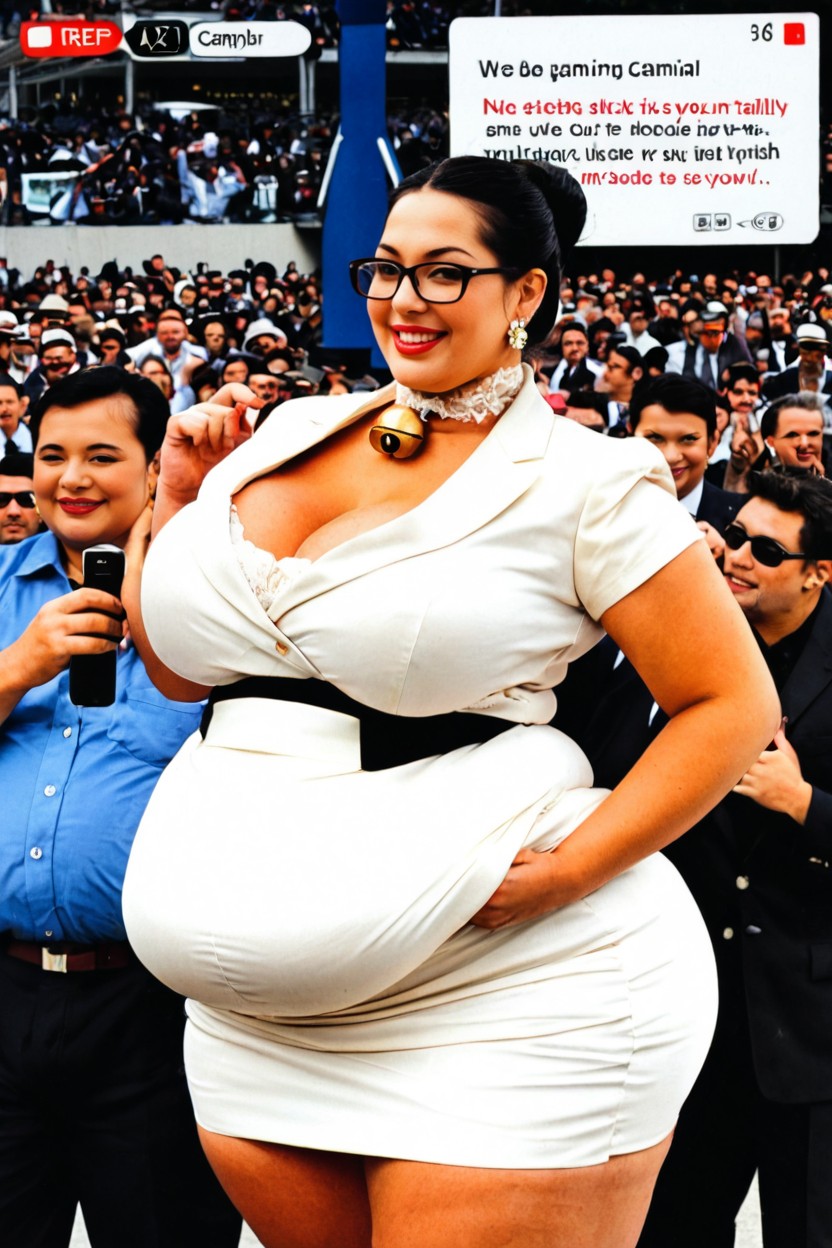 Side View, Podium, Pale Skin BBW AI Porn