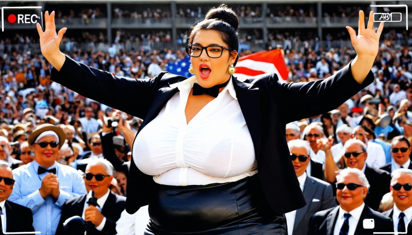Bulging Belly Under Clothes, Dressed In A Chic Black Skirt Suit, Confident Look BBW AI Porn