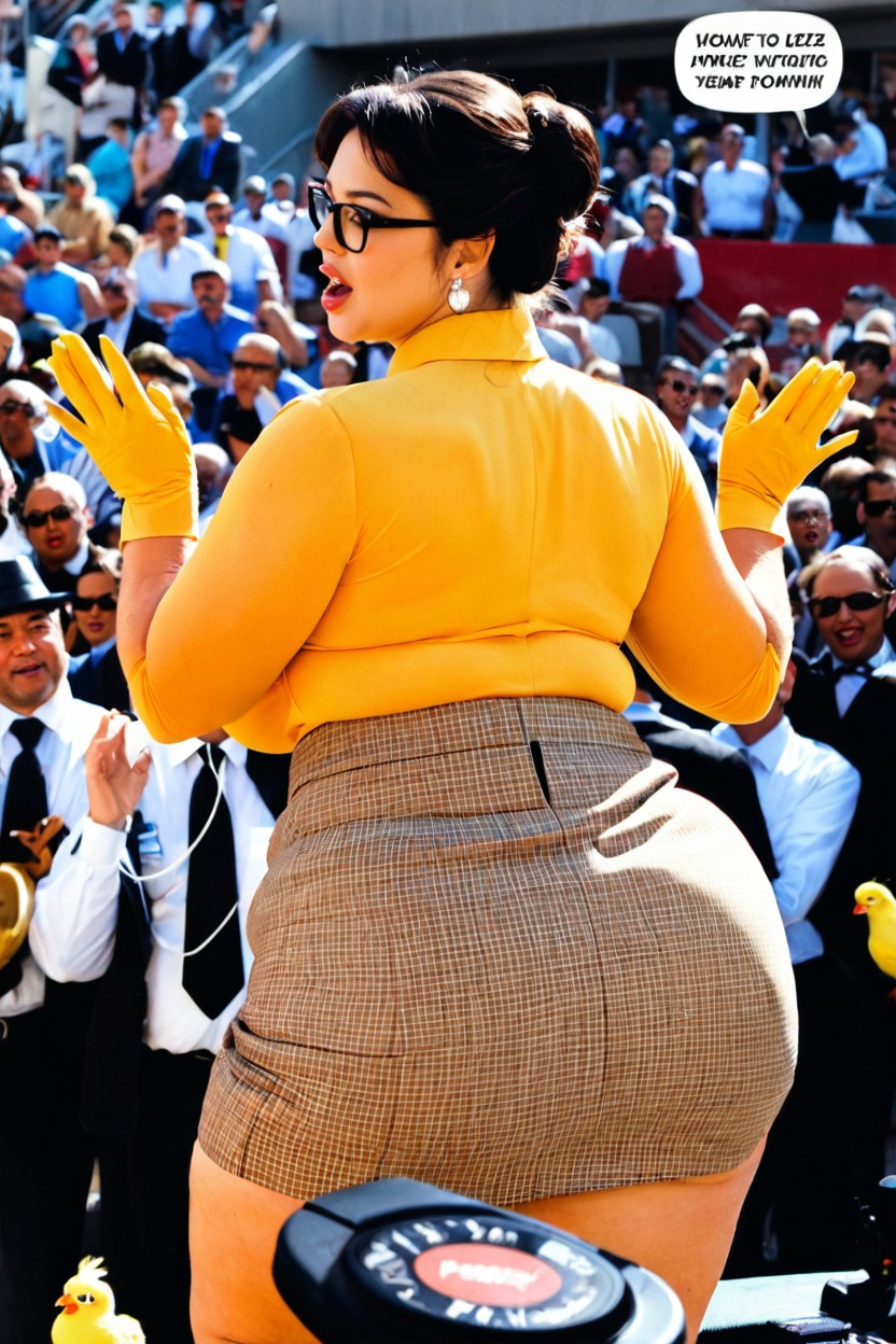 Political Rally, Angry, Long Black Hair BBW AI Porn