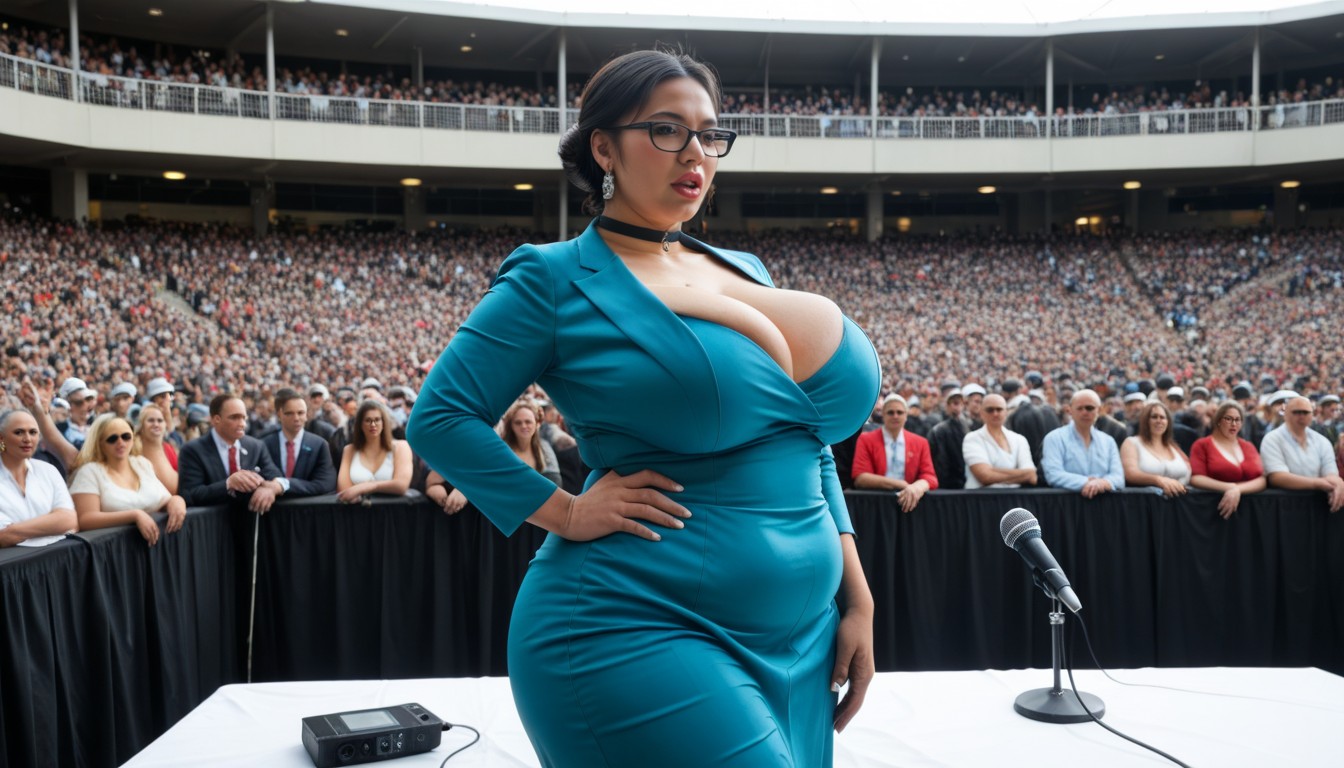 Plump Large Lips, Angry, On The Stage BBW AI Porn