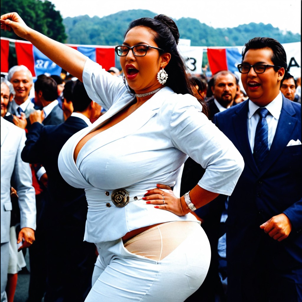 Japanese Woman, Dressed In A White Pant Suit, 18+ BBW AI Porn