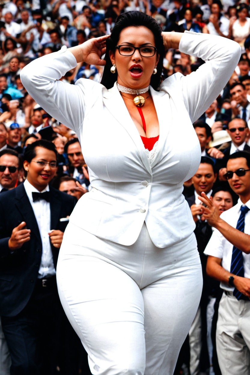 Thick Black Framed Glasses, Angry, Very Plumper BBW AI Porn