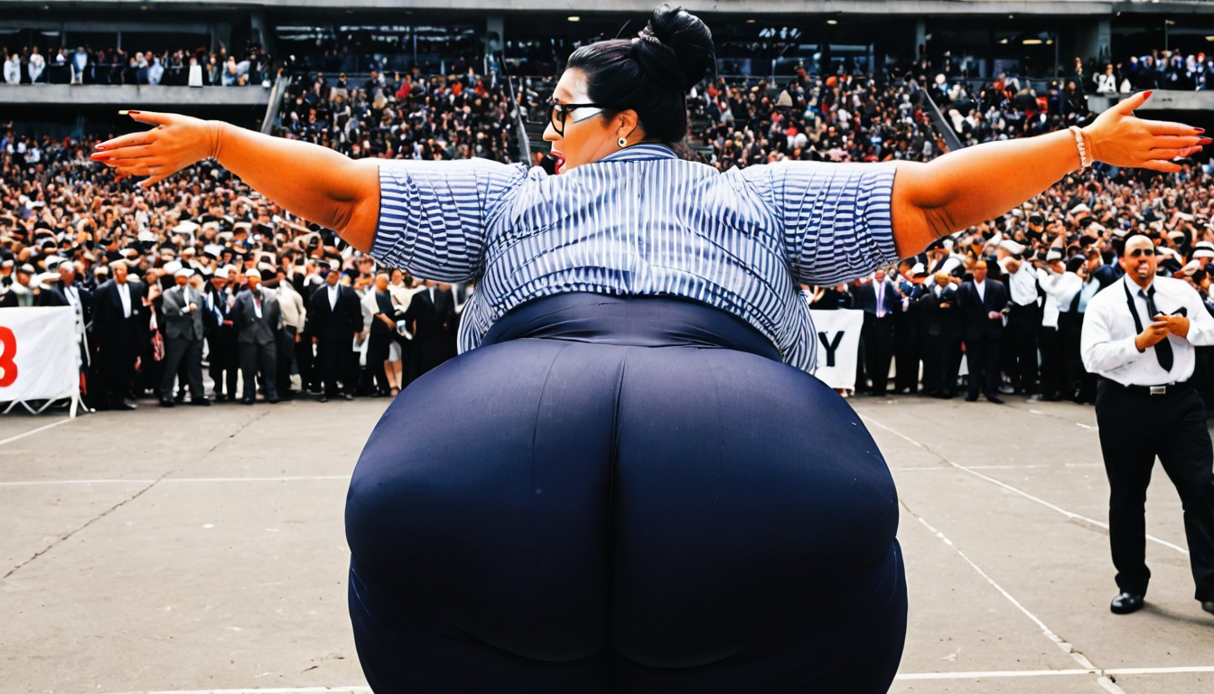 Long Black Hair, Bulging Belly Under Clothes, Hyperrealistic Details Porno BBW IA