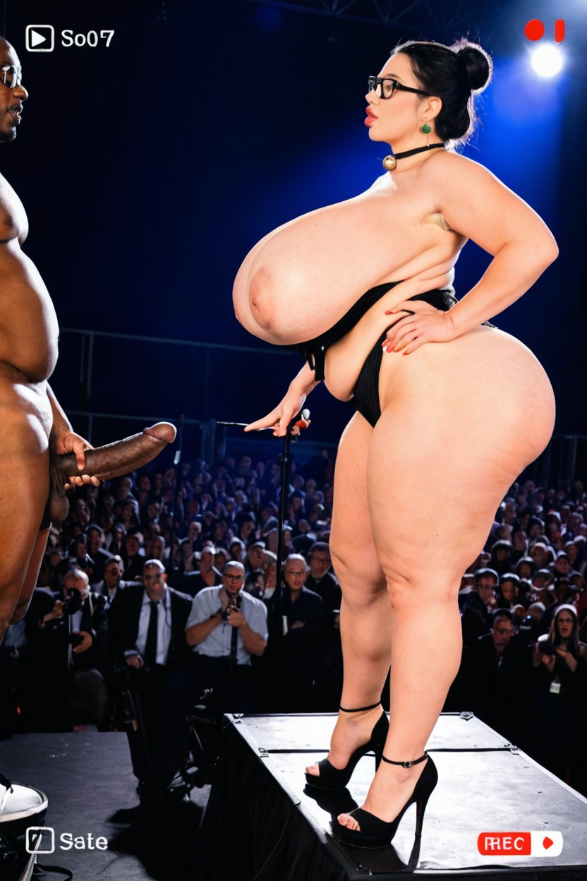 Chubby, Plumper, Extremely Wide Angle Showing Full Stage And Audience BBW AI Porn