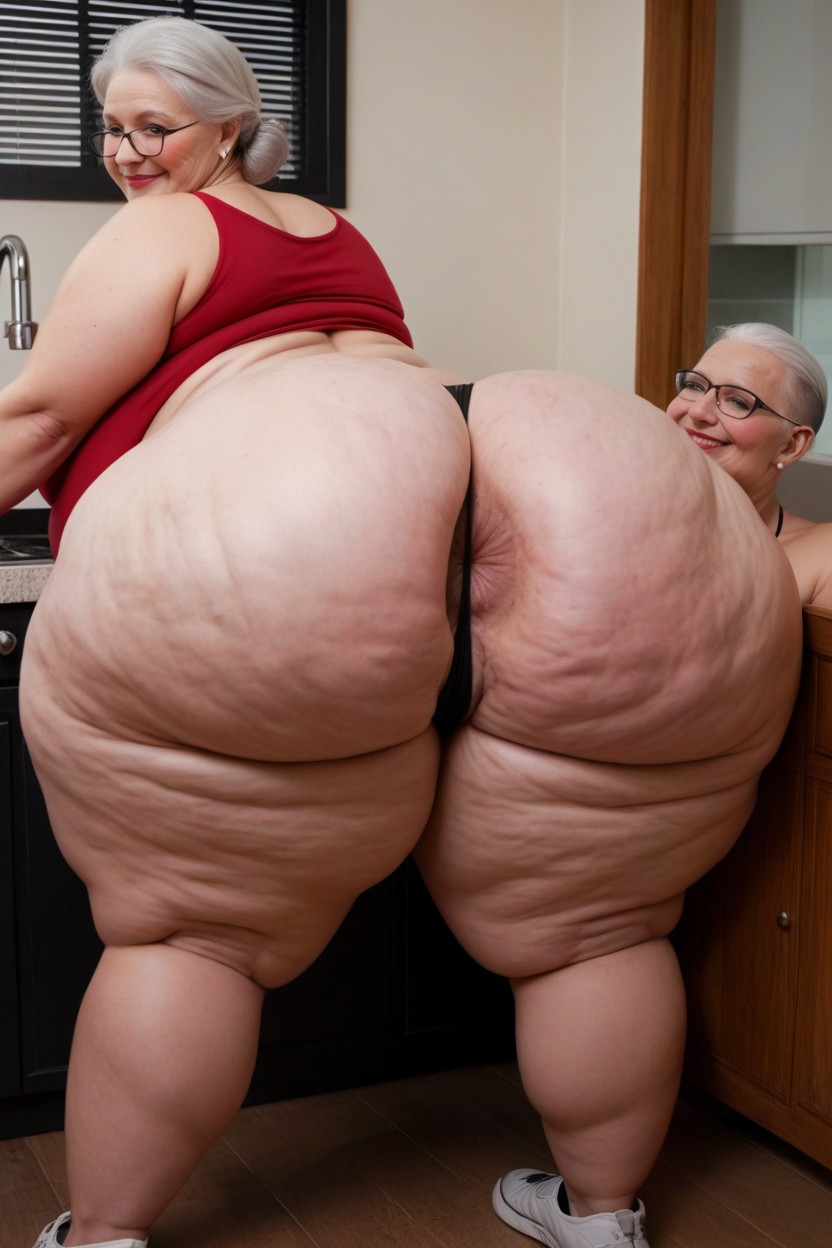 Standing, 2 Personas, Pechos Caídos Gigantes Porno BBW IA