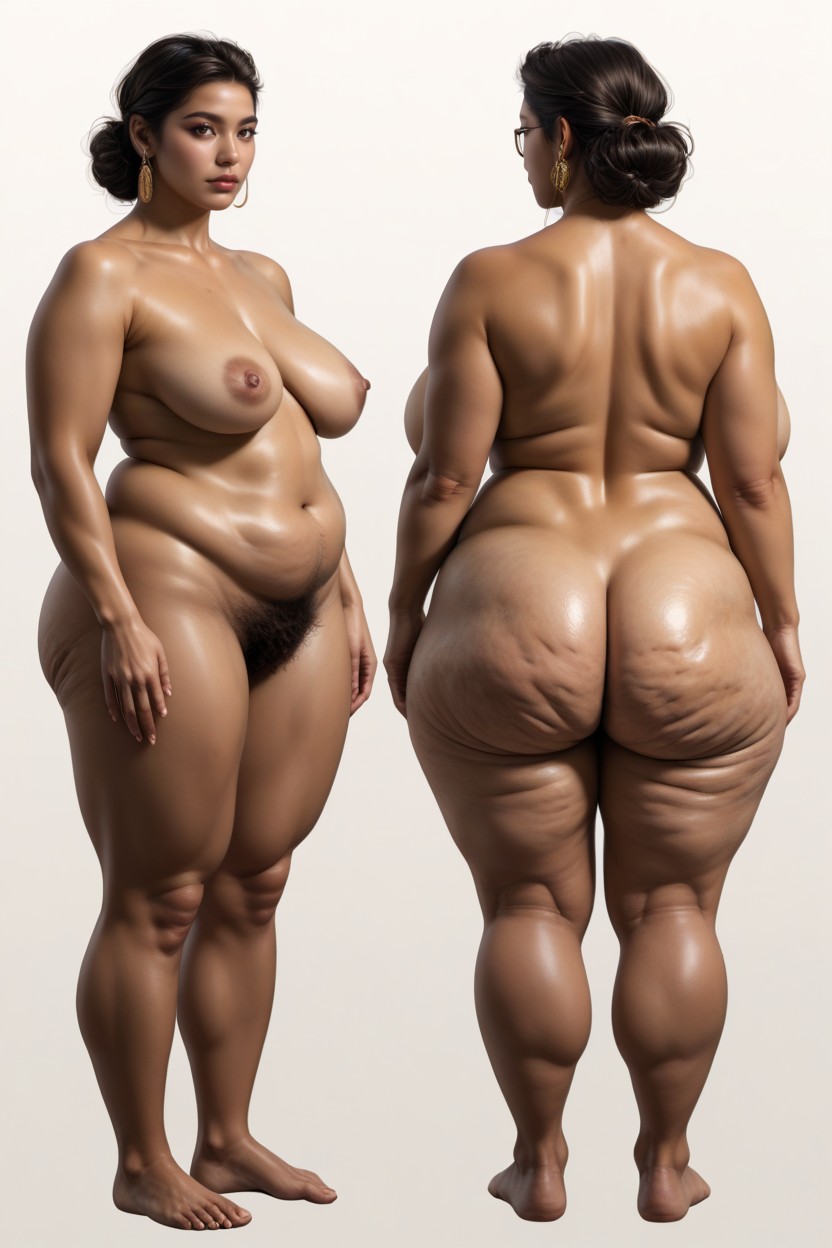 Two Views, Relaxed Posture, Model Sheet Porno IA BBW