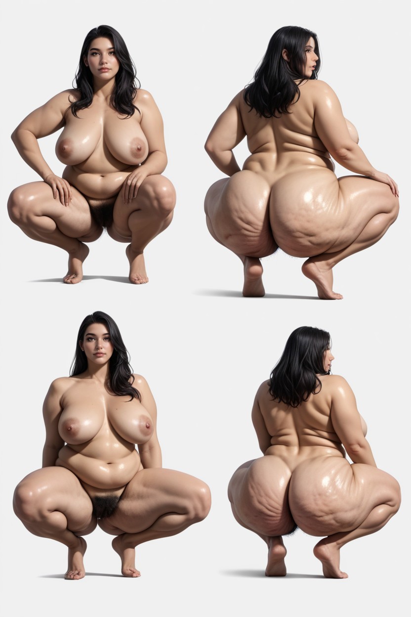 Cellulite, バブル尻, オイルを塗った肌 BBW AIエロ