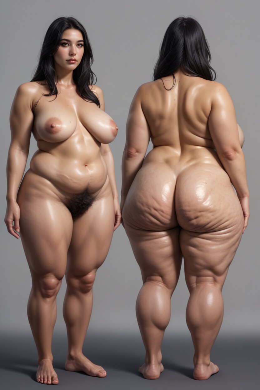 Arms At Sides, 胴体より大きな尻, Cellulite BBW AIエロ