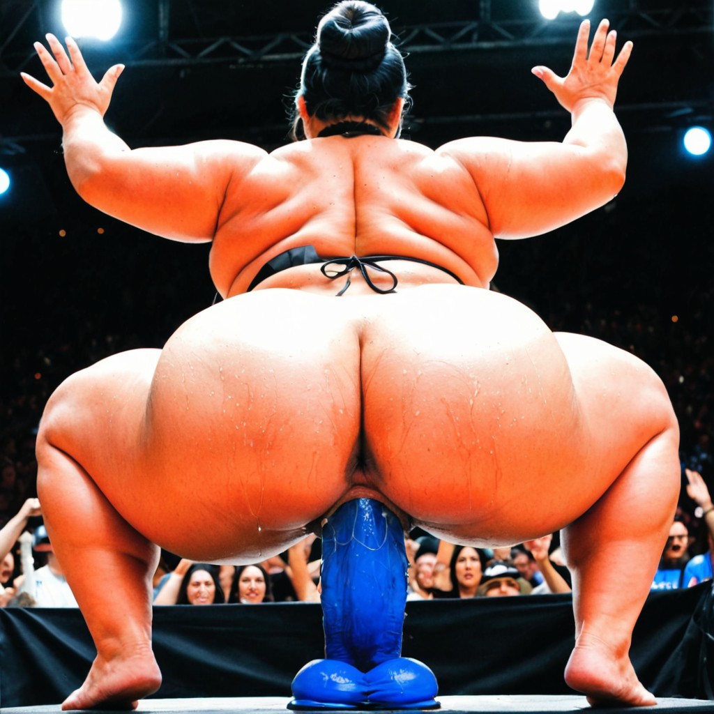 Dildo Ride, Japanese Woman, Rear View BBW AI Porn