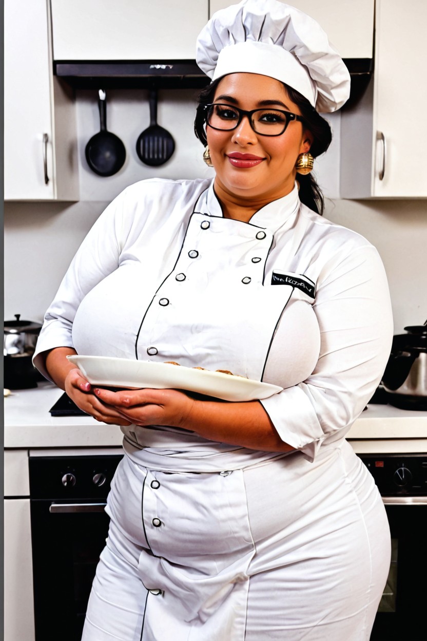 Female Chef, Pastry Shop Kitchen, Calm Appearance BBW AI Porn
