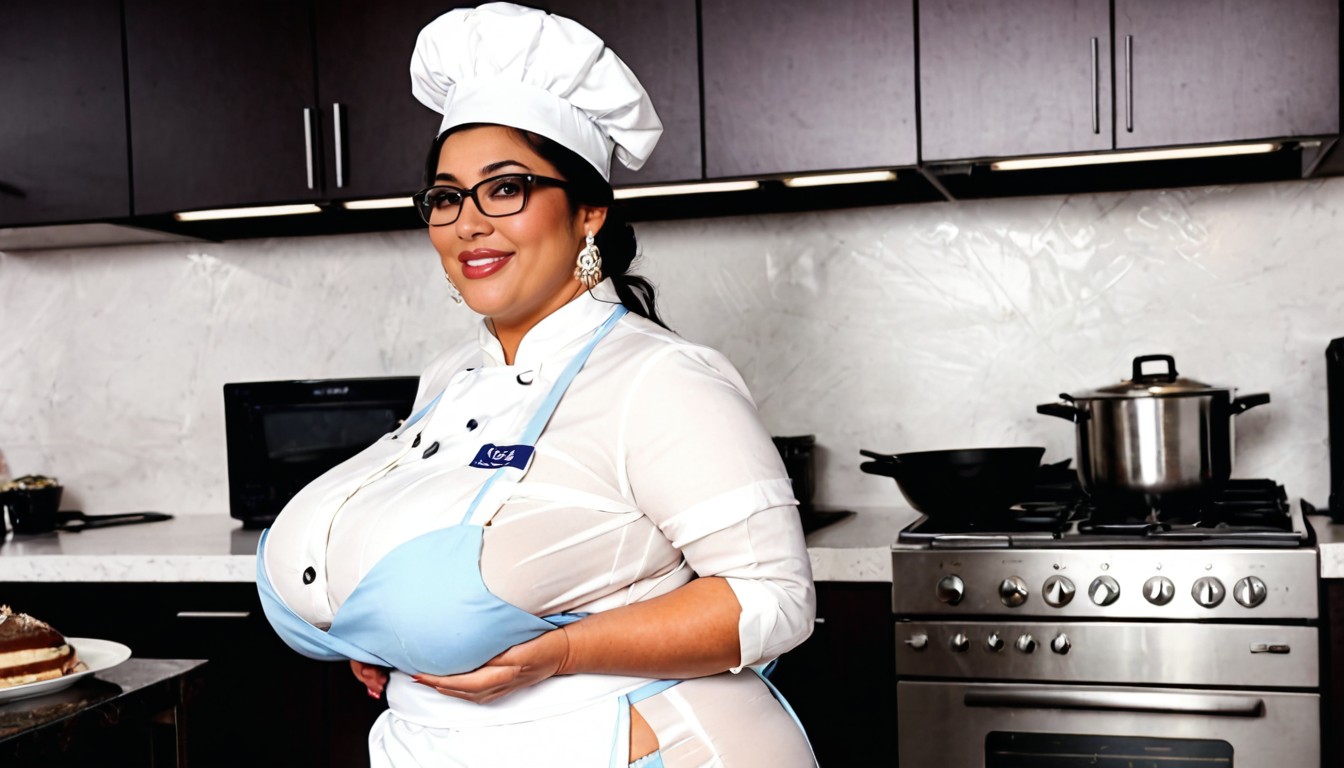 Female Chef, Apron, Pastry Shop Kitchen BBW AI Porn