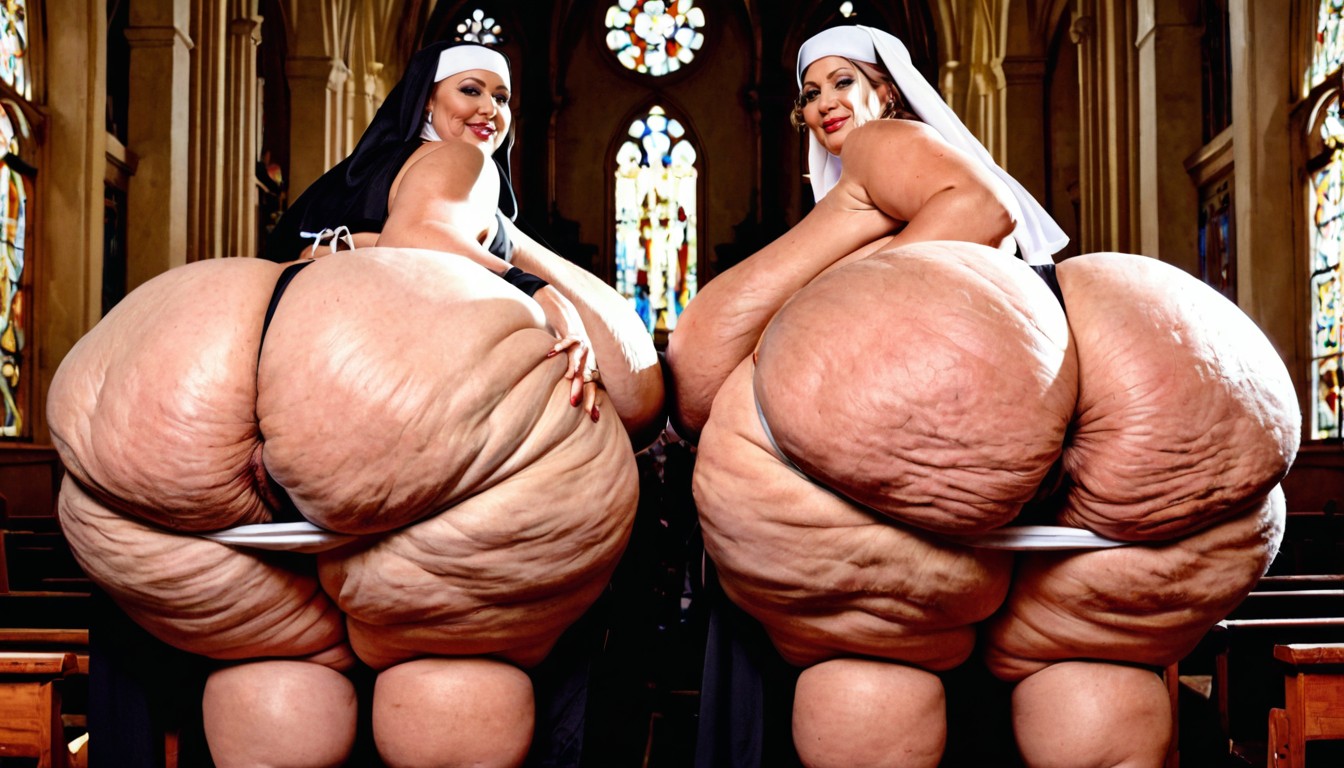 Mature Nun Bbw Bent Over, Super Huge Round Ass, Sweaty Body BBW AIエロ