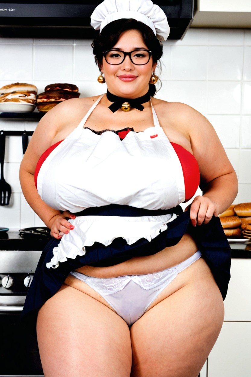 Clothed Hyper Massive Wide Hips, 18+, Full Face Blushing BBW AI Porn