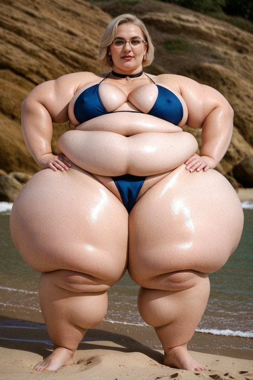 Gigantic Fat Belly, Overweight Fat Milf, Blonde Hair BBW AI Porn