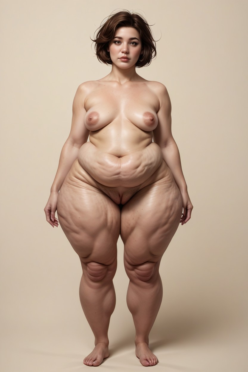 Messy Bob Hair, Short Length, Belly Bulge BBW AI Porn