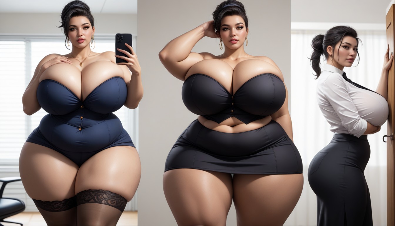 極端なボトムヘビー, Standing Eating Snacks At The Office, D Hentai BBW AIエロ