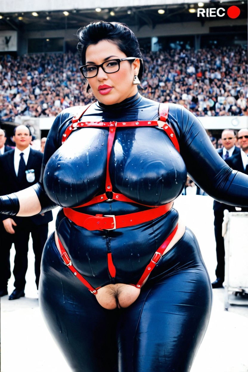Thigh High Boots, Waist Shot, Sweaty Pale Skin BBW AI Porn