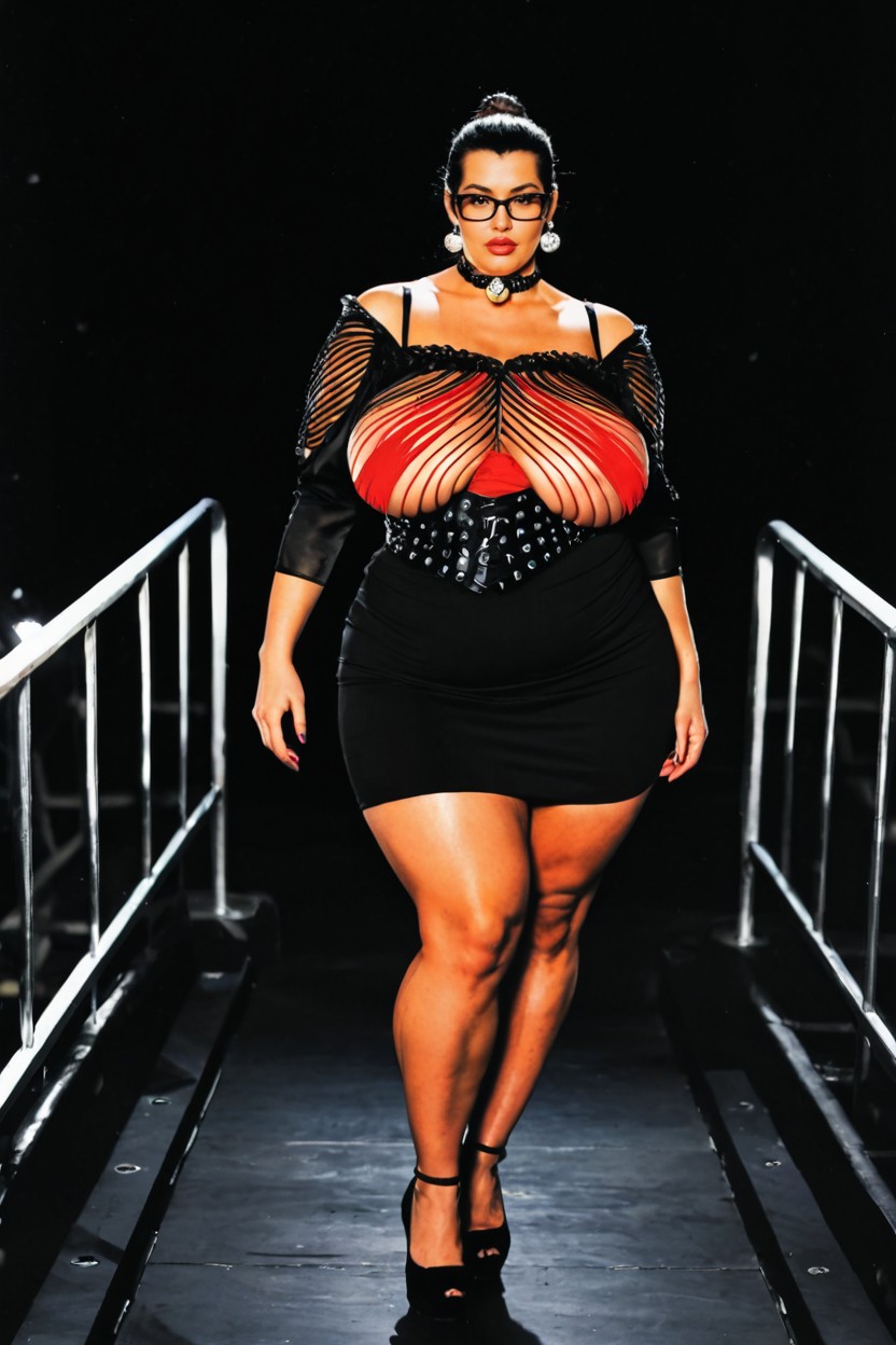 High Contrast, Top Down, Strong Chiaroscuro Lighting BBW AI Porn