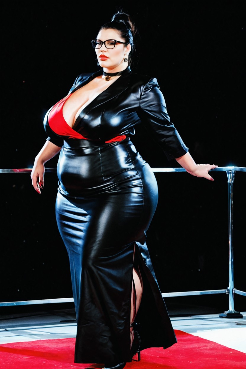Thick Black Framed Glasses, Top Down, Hyperrealistic Details BBW AI Porn