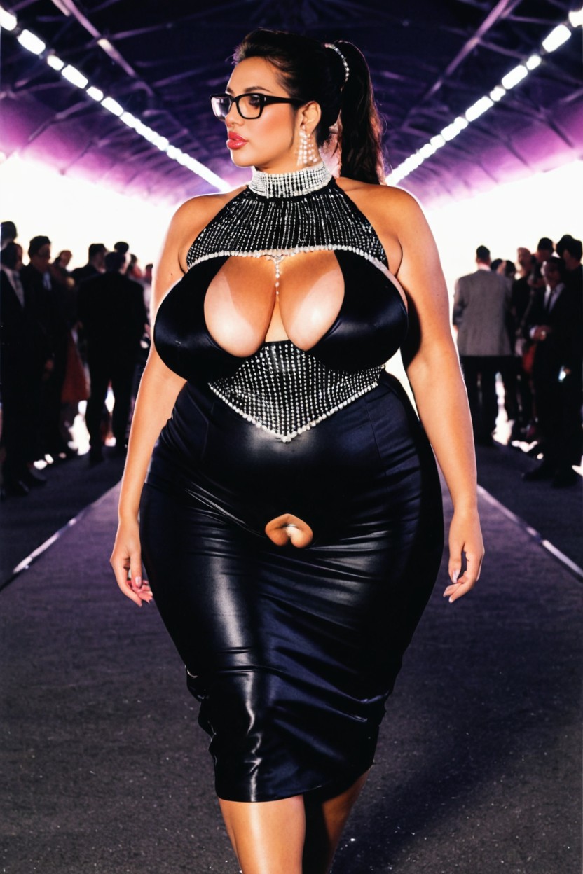 Curvy Sculptural Silhouette, Extremely Large Ass, Timeless Elegance BBW AI Porn