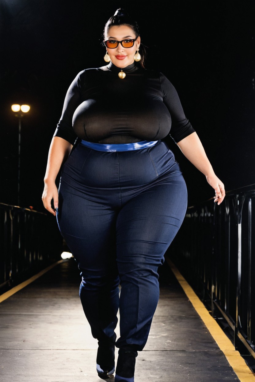 Thick Glossy Lips, Neon, Obese BBW AI Porn