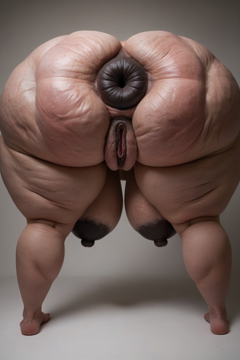18+, Hyper Gigantic Black Vulva, Erect Nipples BBW AI Porn