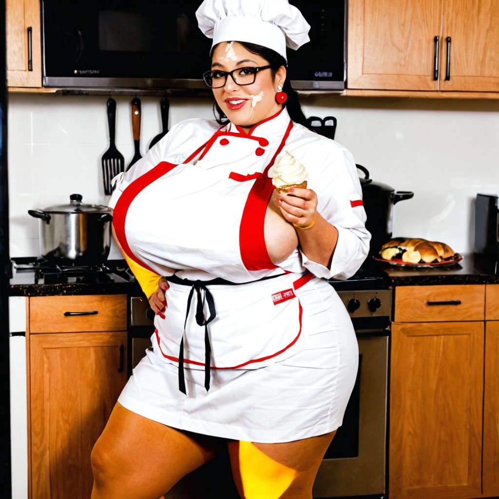 Thick Black Framed Glasses, Plumper, Black Eyes BBW AI Porn