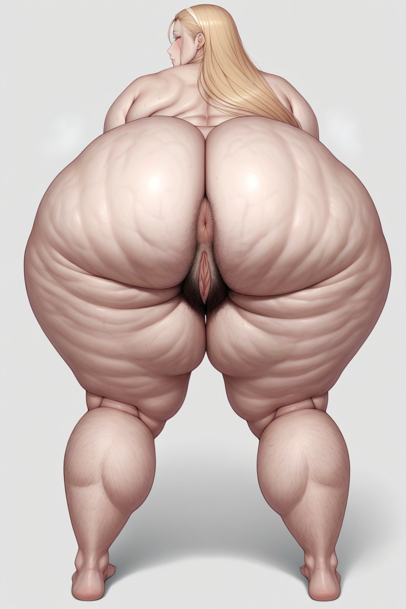 Giant Saggy Breasts, Hyper Long Hair, Ass Bigger Than Torso BBW AI Porn
