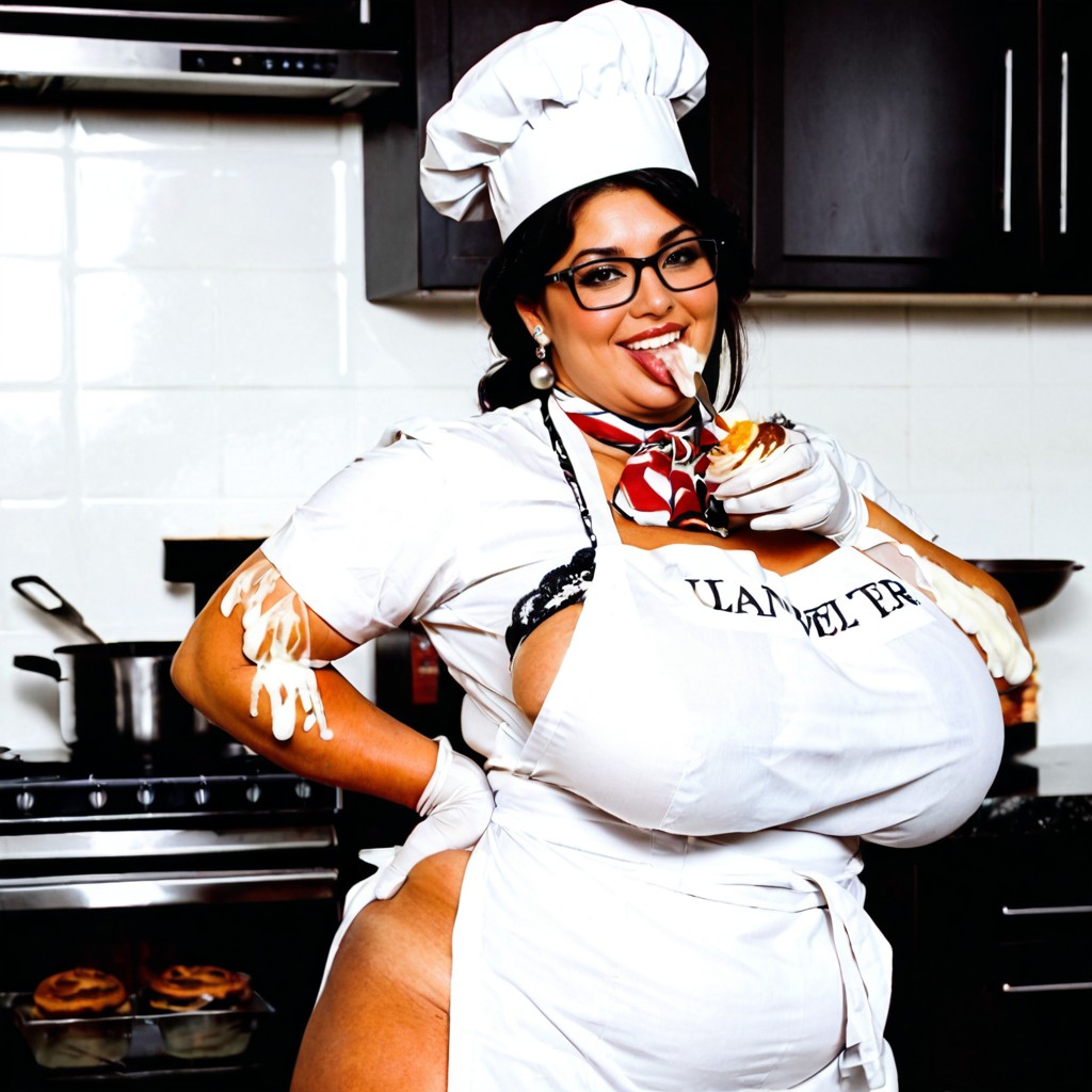 Emphasizes The Bulge Of Own Huge Curvaceous, Apron, Pale Skin Porno BBW IA