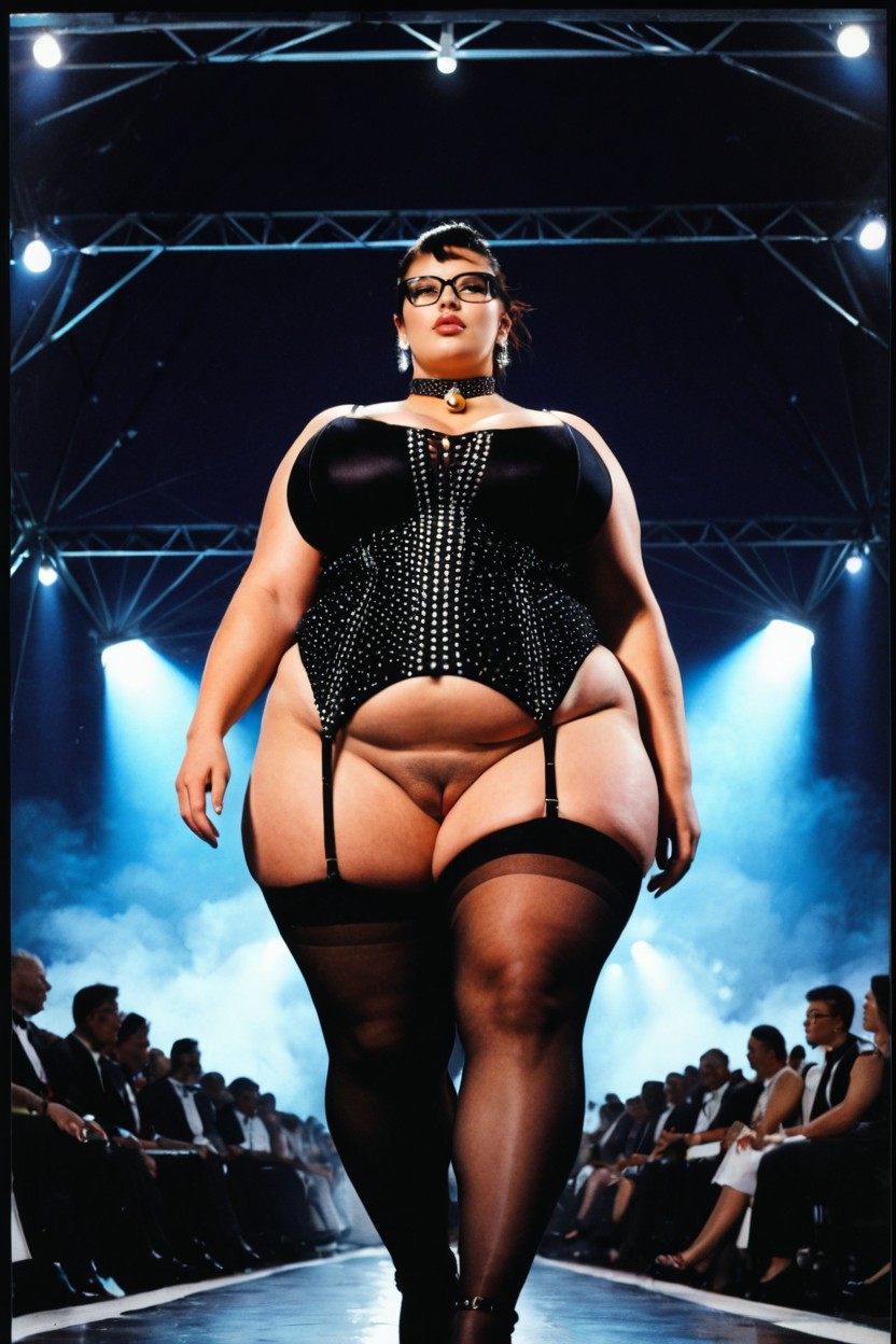 Curvy Sculptural Silhouette, Earrings, Female Bbw Fashion Model BBW AI Porn