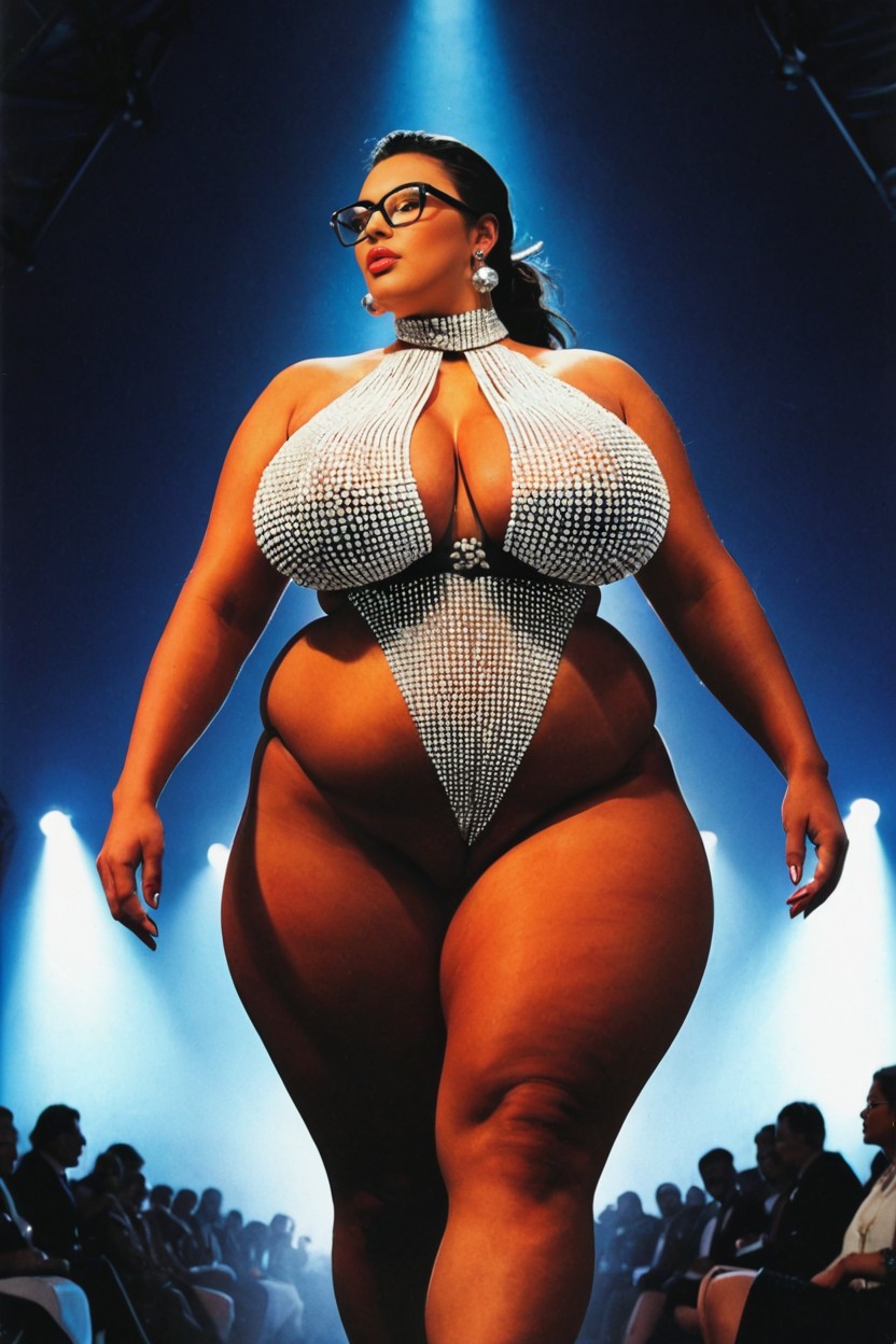 Hyperrealistic Details, Sleek Ponytail, Pale Skin BBW AI Porn