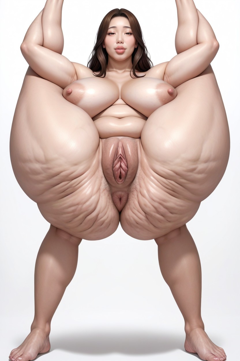 Extremely Long Hair, White Background, Nothing In Background BBW AI Porn