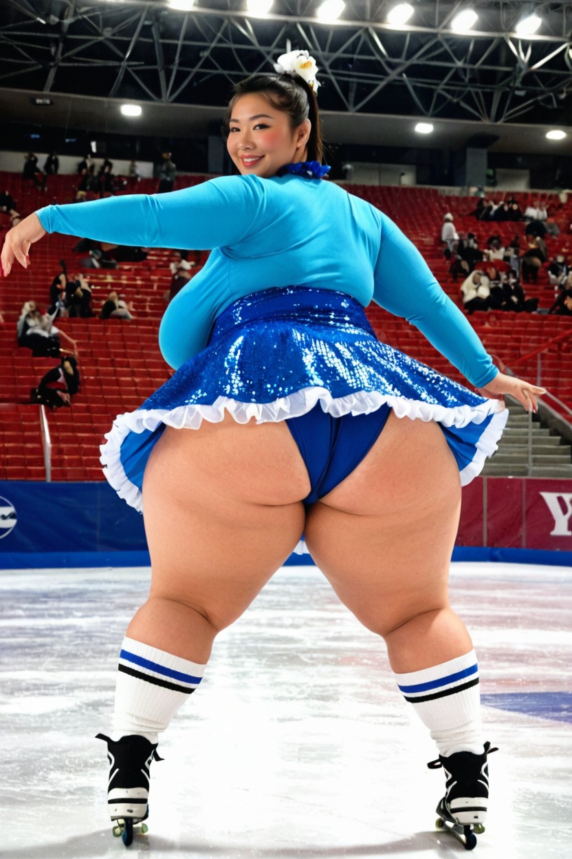 Dancing, Olympic Ice Rink, Figure Skater BBW AI Porn
